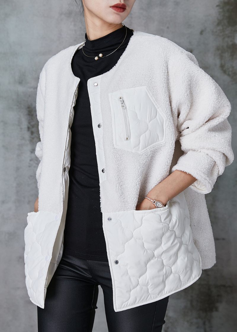 Vit Patchwork Faux Fur Jacket Oversized Pockets Spring