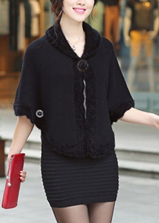 Vogue Black Peter Pan Collar Knit Cardigan Fall