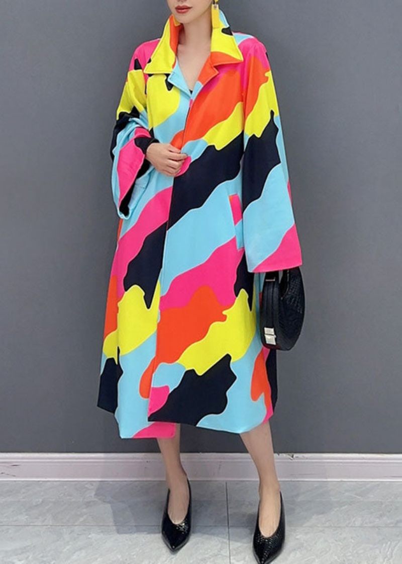 Vogue Rainbow Square Collar Button Trench Coats Fall - Trenchcoats för kvinnor