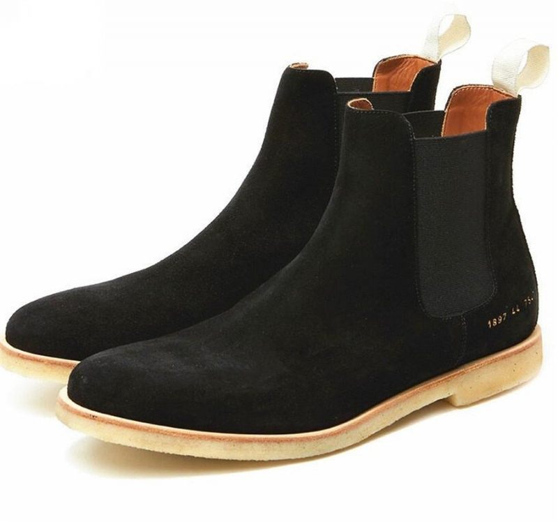 West Äkta Läder Chelsea Boots-plattform För Män Herr - Gul