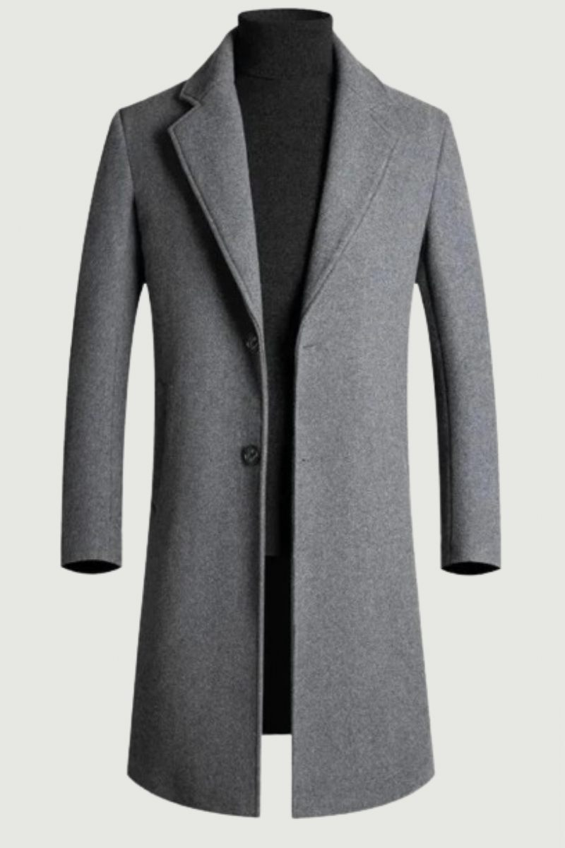 Winter Boutique Woolen Mens Lång Kappa Varm Tjock Formell Business Solid Man Coat Jacka