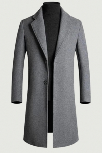 Winter Boutique Woolen Mens Lång Kappa Varm Tjock Formell Business Solid Man Coat Jacka