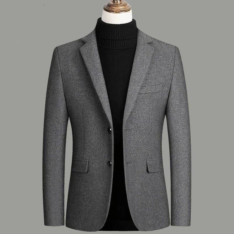 Ylletopp Solid Business Casual Slimmad Kostym För Män Social Tuxedo Varm Slitstark Jacka Brudklänning - Grå